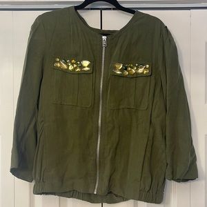 H&M Olive Green Bejeweled Bomber